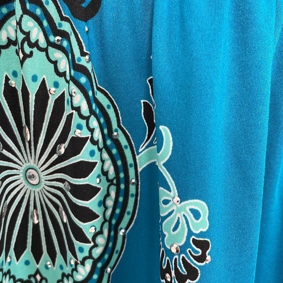 INC International Concepts Dress Womens X Large XL Blue Paisley V-Neck Midi - Picture 9 of 16